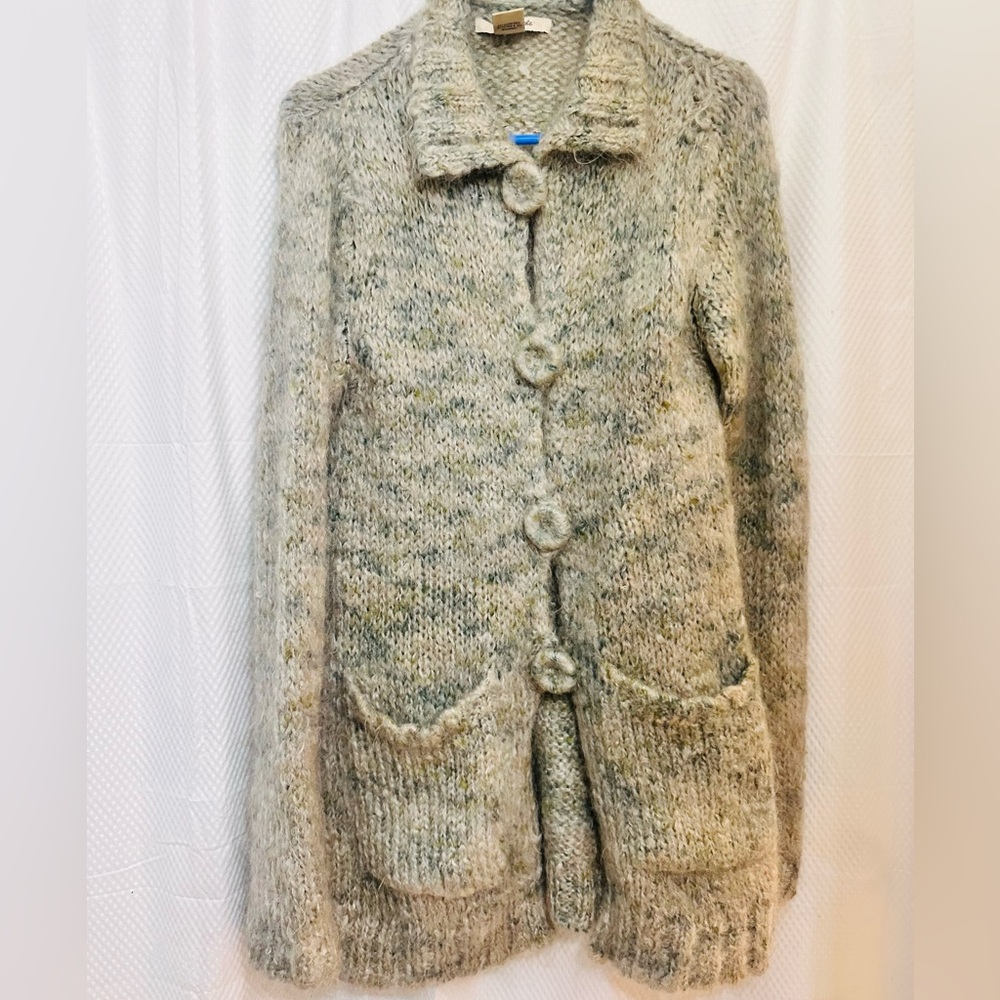 Free People Textured wool green, Gray Cardigan